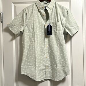 BEN SHERMAN Vintage Green Button Down Shirt Short Sleeve Small S NEW NWT